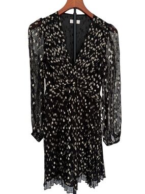 A LOVES A Silk/Metallic Clip Dot Dress, Size XS